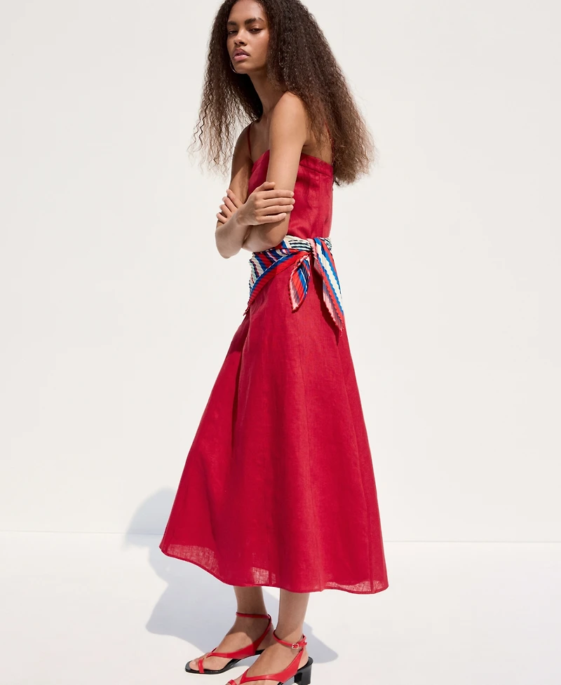 Mango Women's A-Line Linen Dress