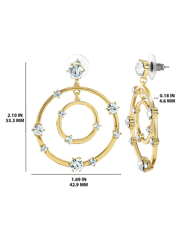 Jessica Simpson Women's Orbital Crystal Drop Earrings - Gold-Tone Hoop Earrings