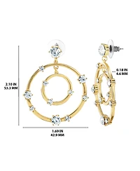 Jessica Simpson Women's Orbital Crystal Drop Earrings - Gold-Tone Hoop Earrings