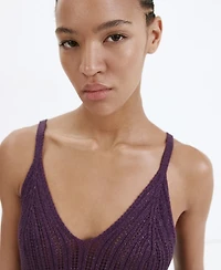 Mango Women's Metallic Openwork Knit Top