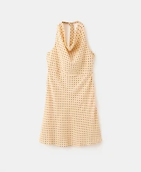 Mango Women's Draped Neck Polka Dot Dress