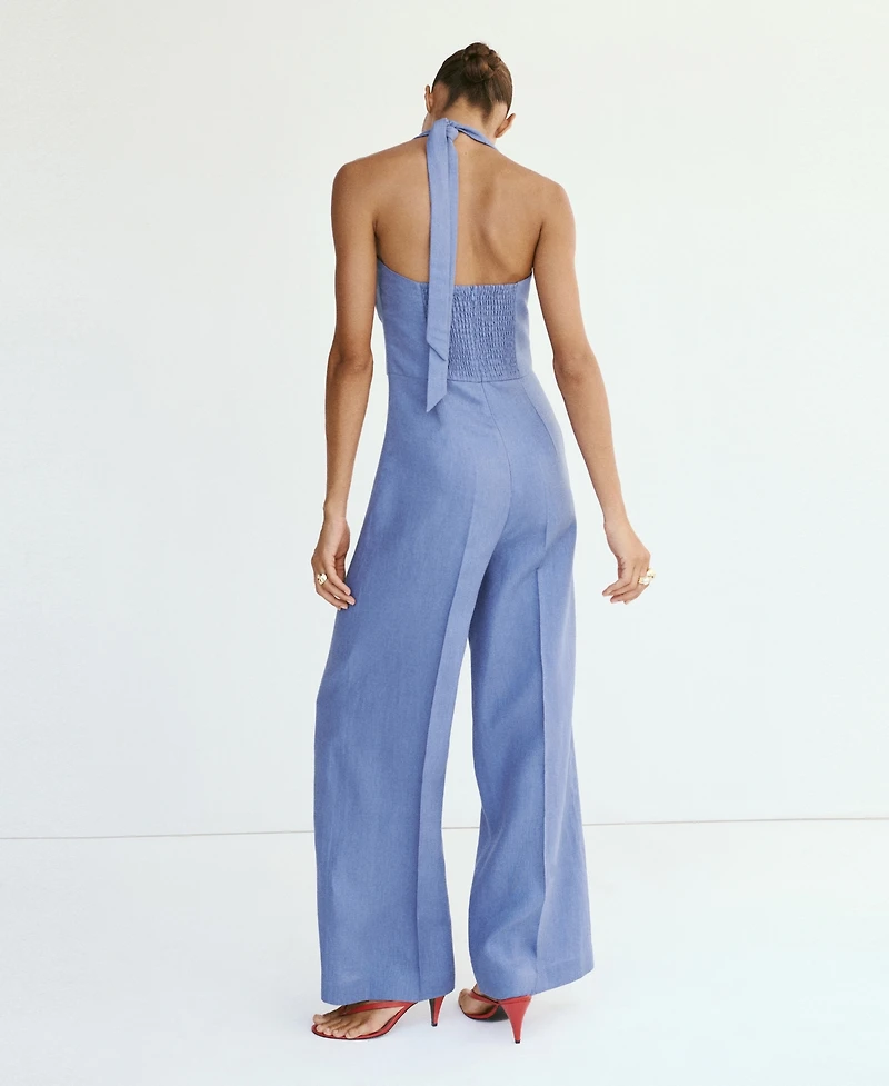 Mango Women's Linen Halter Jumpsuit