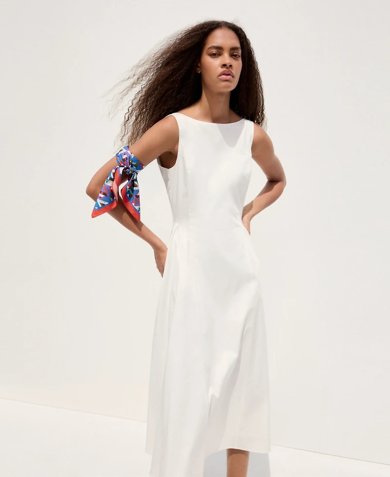 Mango Women's Boat-Neck Ruched Dress