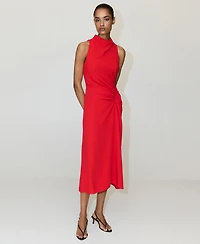Mango Women's Draped Neckline Ruched Dress