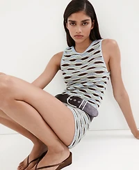 Mango Women's Wavy Stripe Knit Top