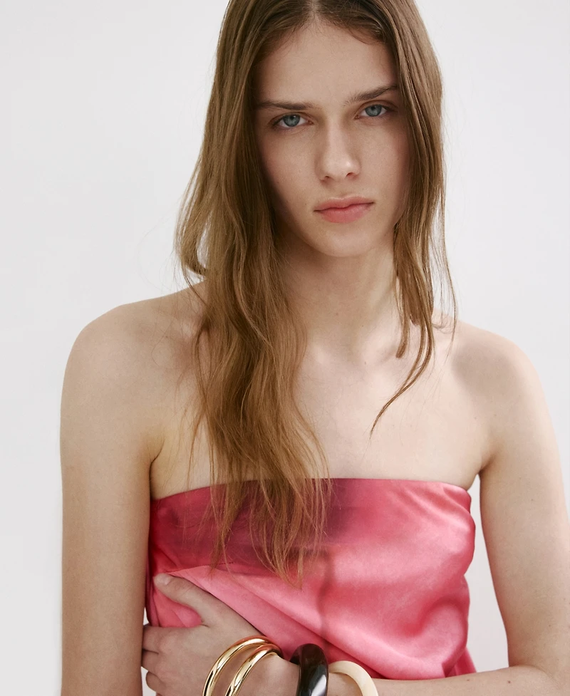 Mango Women's Strapless Floral Dress