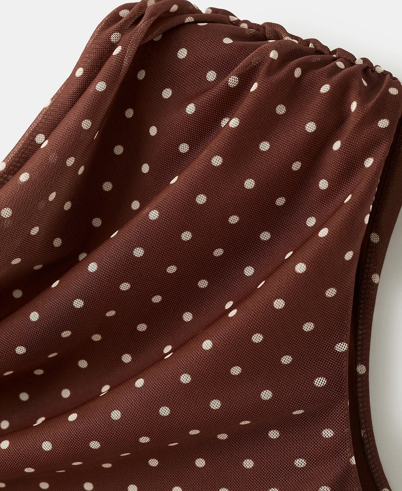 Mango Women's Fitted Polka-Dot Midi Dress