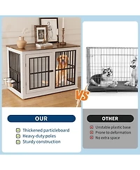 homfan Heavy Duty Wooden Dog Crate, 39.7" Kennel, Liftable Top, Decorative Cage House, End Table and Tv Stand for Large, Medium.