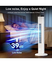 Cowsar 37" Bladeless Tower Fan with Remote and 12H Timer