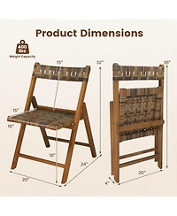 Gymax Teak Wood Folding Chairs Set of 4 400 Lbs Outdoor Seating with 110-Degree Contoured Back