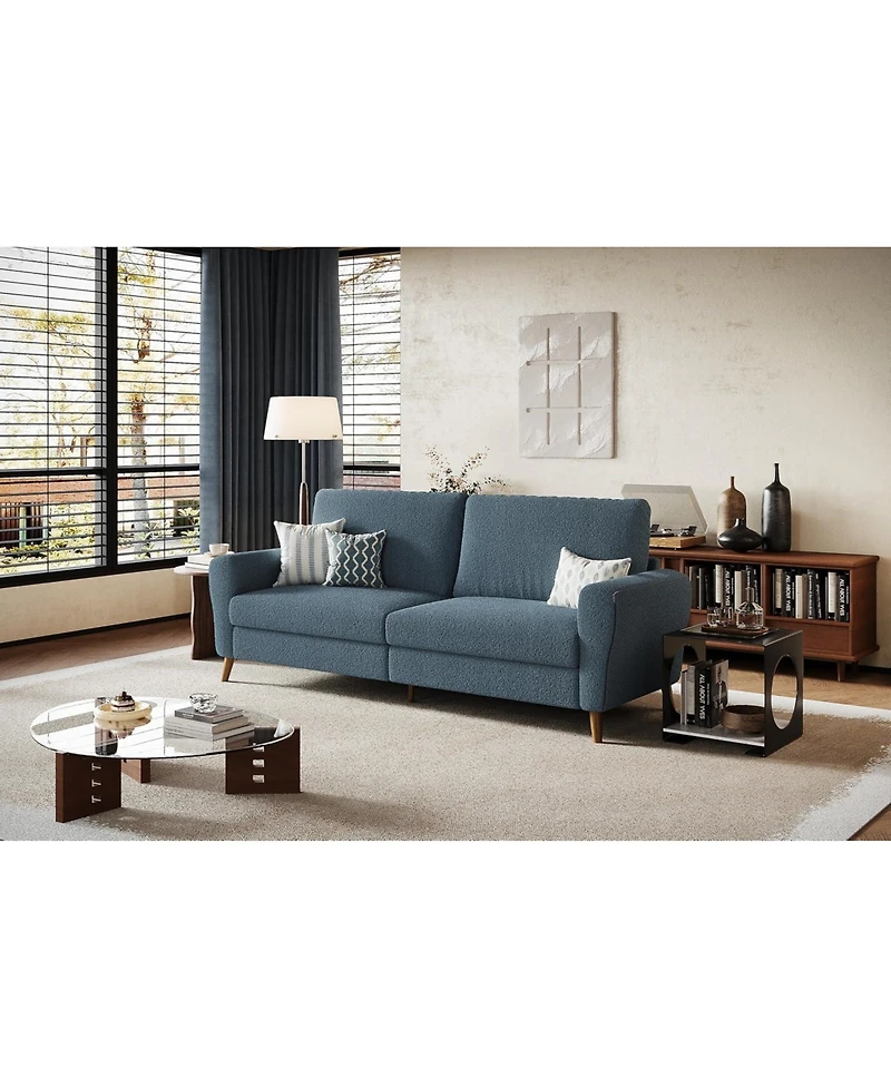 gaomon 84" boucle sofa couch for living room, 3 seater with deep seats, wide armrests, wood legs, modern loveseat for small spaces and office