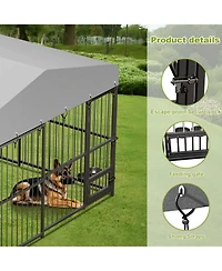 homfan Outdoor Dog KennelFoot Gray Heavy Duty Dog House with Uv Resistant Waterproof Roof and Anti Rust Welded Wire for Medium and Large Dogs