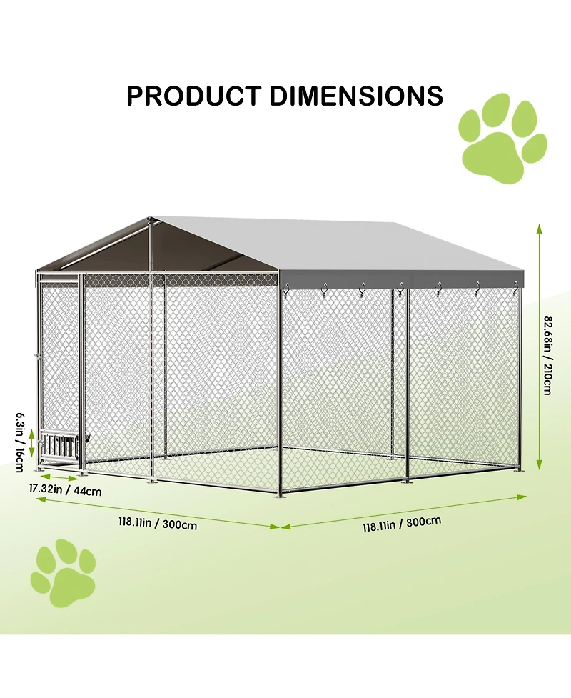 homfan Outdoor Dog Kenne Foot Heavy Duty Dog House with Uv Resistant Waterproof Roof and Anti Rust Welded Wire for Medium and Large Dogs