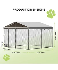 homfan Outdoor Dog Kenne Foot Heavy Duty Dog House with Uv Resistant Waterproof Roof and Anti Rust Welded Wire for Medium and Large Dogs