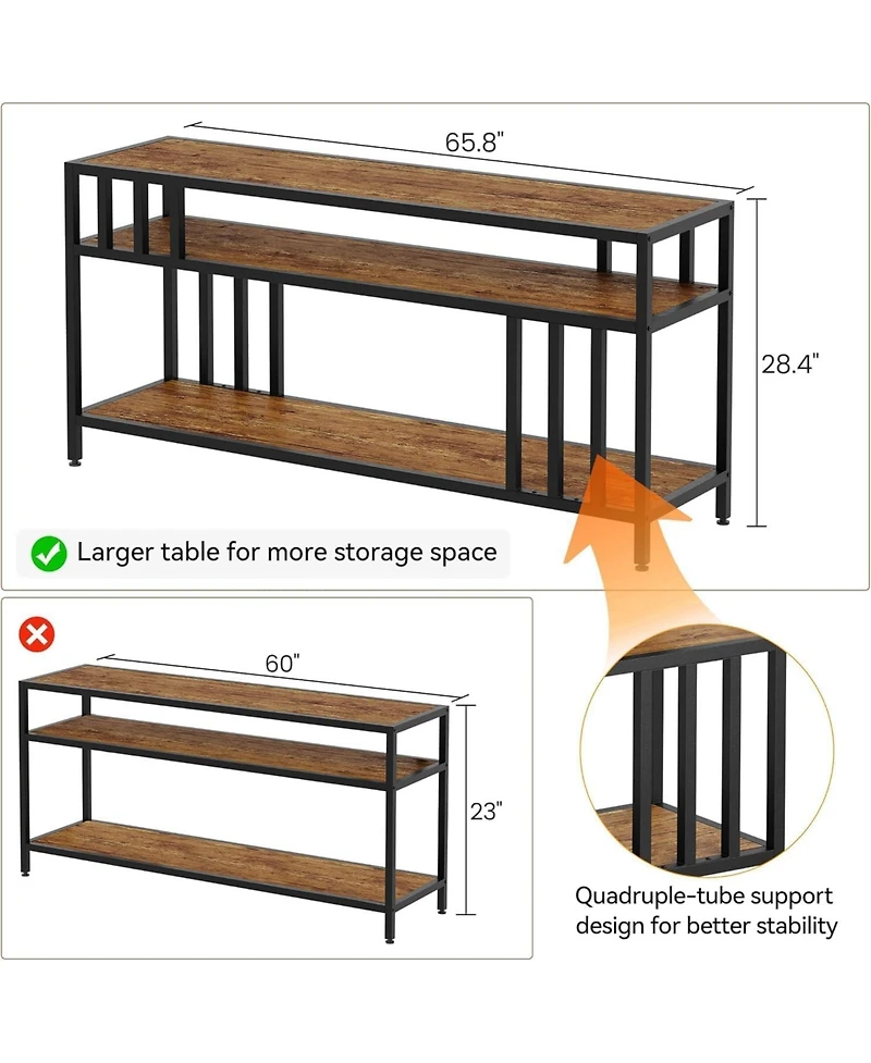 gaomon 58" Tv Stand for TVs up to 65", Entertainment Center with 3-Tier Open Shelves and Metal Frame
