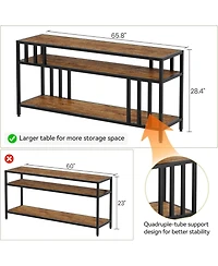 gaomon 58" Tv Stand for TVs up to 65", Entertainment Center with 3-Tier Open Shelves and Metal Frame