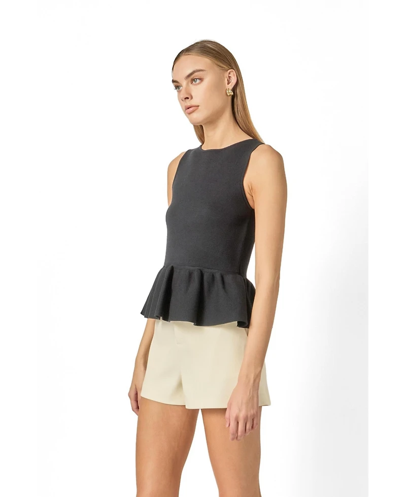 English Factory Women's Peplum Sleeveless Knit Top