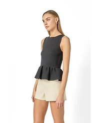 English Factory Women's Peplum Sleeveless Knit Top