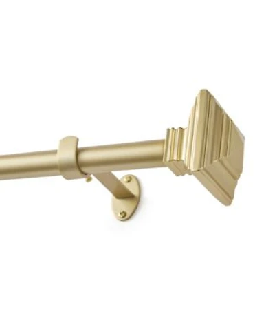 Threadmade Florence 1 Inch Adjustable Decorative Single Curtain Rod With Stacked Square Finials