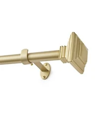 Threadmade Florence 1 Inch Adjustable Decorative Single Curtain Rod With Stacked Square Finials