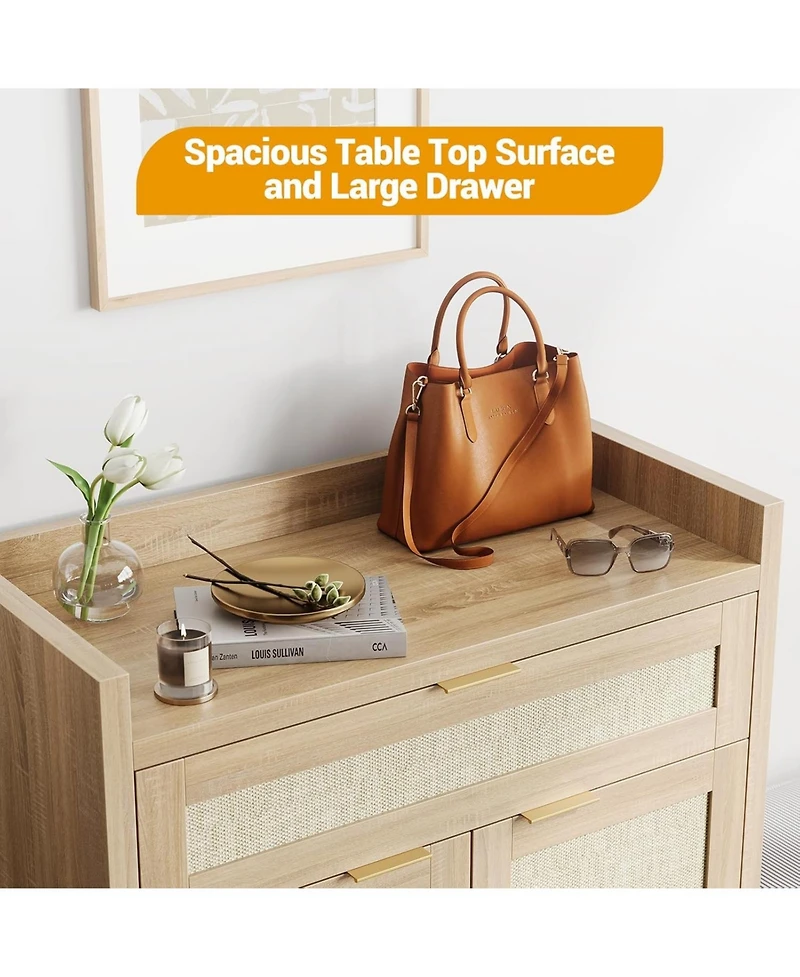 Boho Rattan Shoe Cabinet