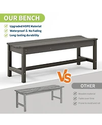 homfan Sturdy Hdpe Outdoor Bench for 2, Curved Backless Heavy Duty Seating, Weatherproof, 800lbs Capacity, Perfect for Patio, Porch, Park, Entryway