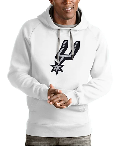 Antigua Men's White San Antonio Spurs Team Logo Victory Pullover Hoodie