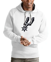 Antigua Men's White San Antonio Spurs Team Logo Victory Pullover Hoodie