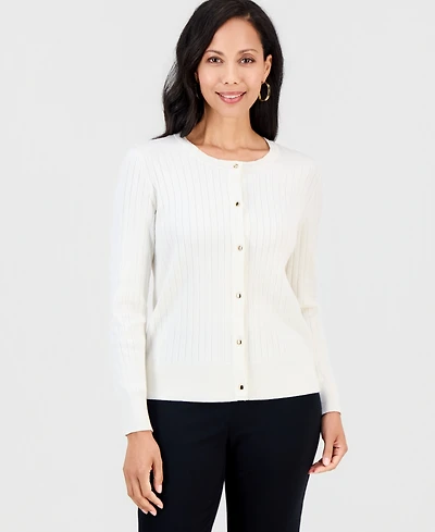 Jm Collection Women's Ribbed Button-Down Cardigan Sweater, Macy's Exclusive