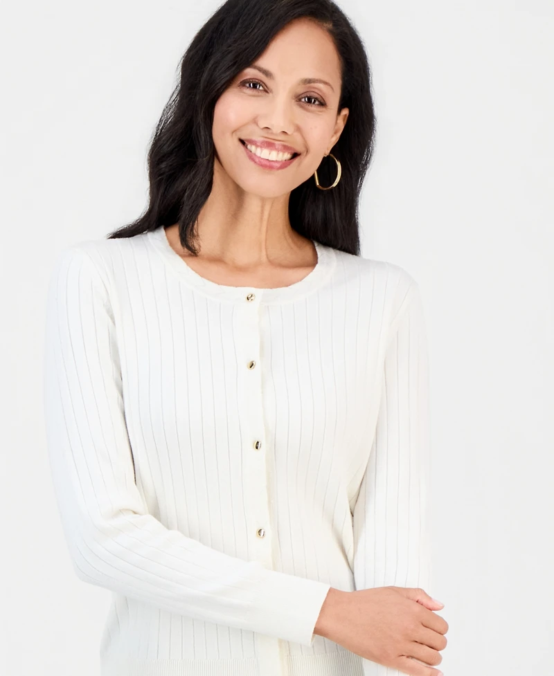 Jm Collection Women's Ribbed Button-Down Cardigan Sweater, Macy's Exclusive