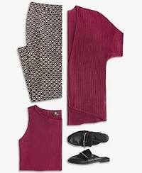 Jm Collection Womens Pointelle Open Front Cardigan Tank Top Chain Print Pants Macys Exclusive