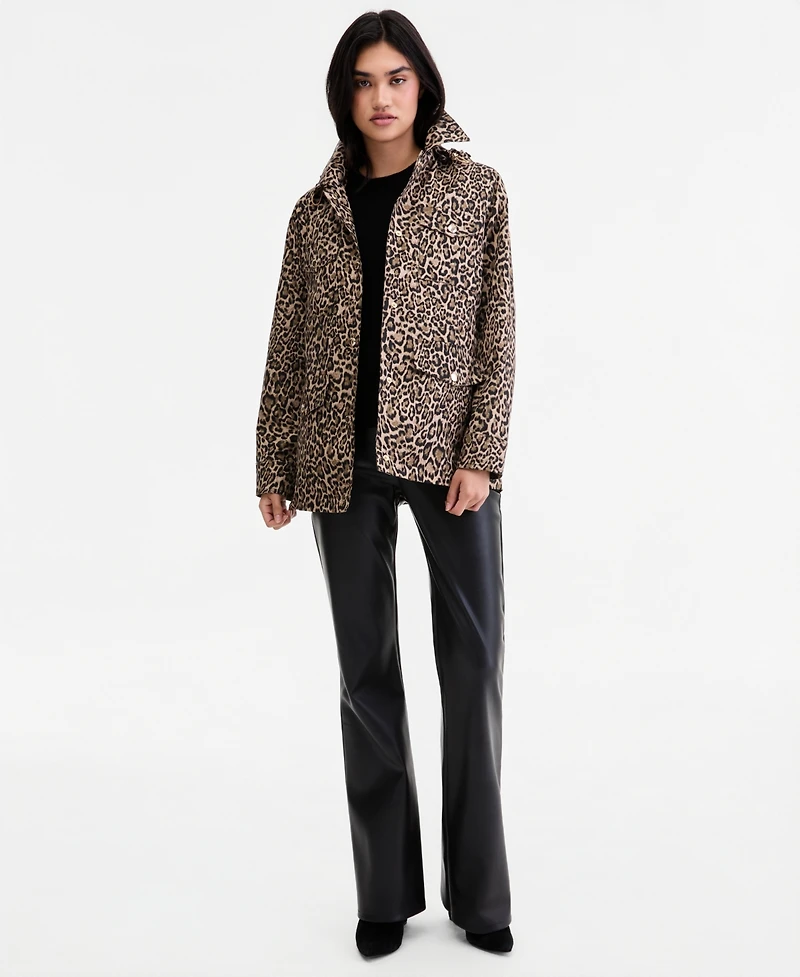 Michael Kors Women's Hooded Leopard-Print Anorak Jacket