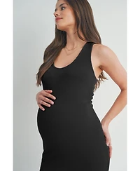 Hello Miz Maternity Ribbed Sleeveless Bodycon Tank Dress