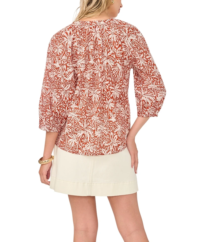 Vince Camuto Women's Cotton Printed Raglan-Sleeve Peasant Blouse