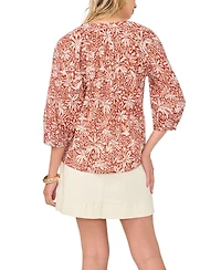 Vince Camuto Women's Cotton Printed Raglan-Sleeve Peasant Blouse