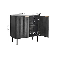 Sugift Coffee Bar Cabinet Mid Century Fluted Coffee Bar Table with 2-Tier Storage