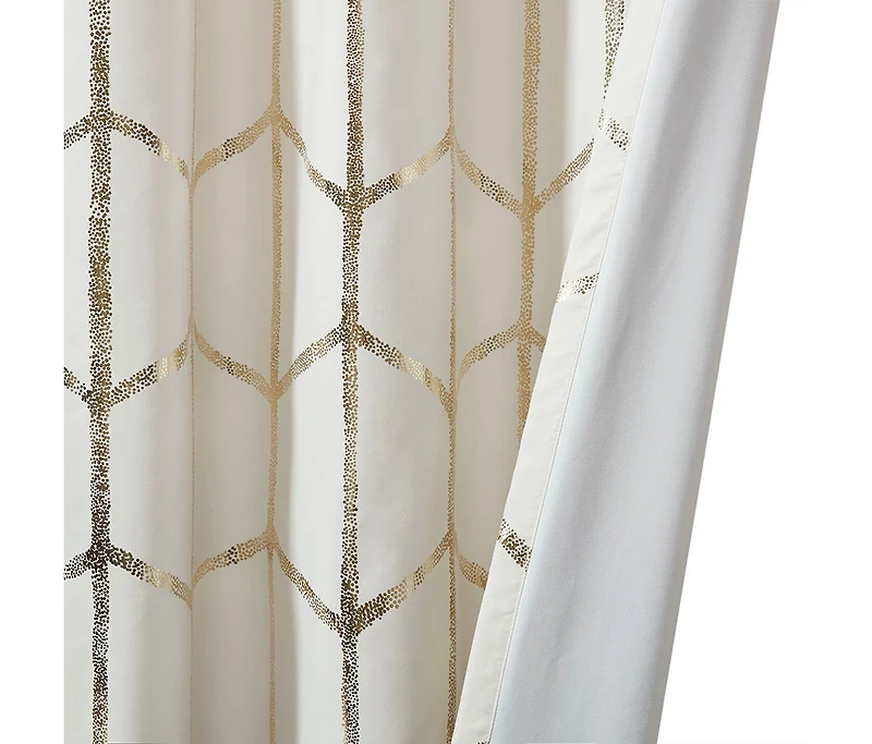 Avobird Total Blackout Metallic Print Grommet Top Curtain Panel