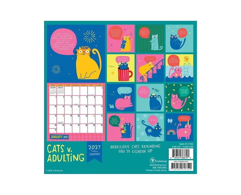 Tf Publishing Paper Goods 2027 Cats vs Adulting Mini Calendar