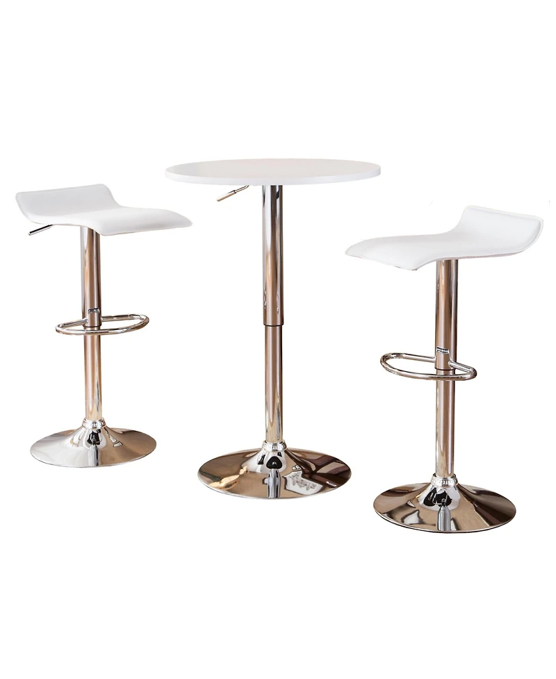Flynama Adjustable Height Bar Table Set with 2 Swivel Stools, Gas-Lift Modern Home Bar Set