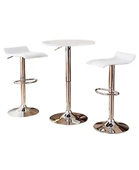 Flynama Adjustable Height Bar Table Set with 2 Swivel Stools, Gas-Lift Modern Home Bar Set
