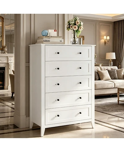 homfan 6-Drawer Modern Dresser, Anti-tip Stable Mdf Storage Chest for Bedroom Living Room Home Organization