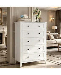 homfan 6-Drawer Modern Dresser, Anti-tip Stable Mdf Storage Chest for Bedroom Living Room Home Organization