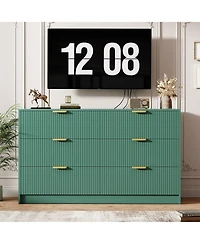 gaomon Fluted 6 Drawers Dresser For Bedroom, Wide Modern Chest of with Metal Handles, Living Room, Entryway, Hallway