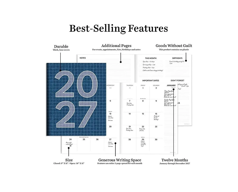 Tf Publishing Paper Goods 2027 Naval Grid Large Monthly Planner