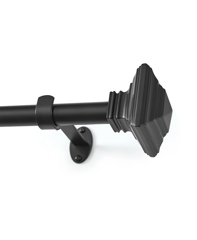 Threadmade Home Florence 1-Inch Adjustable Decorative Single Curtain Rod with Stacked Square Finials
