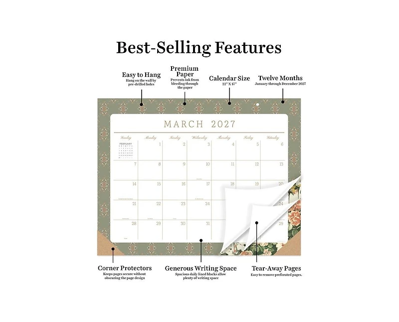 Tf Publishing Paper Goods 2027 Artisan Legacy Medium Desk Pad Monthly Blotter Calendar