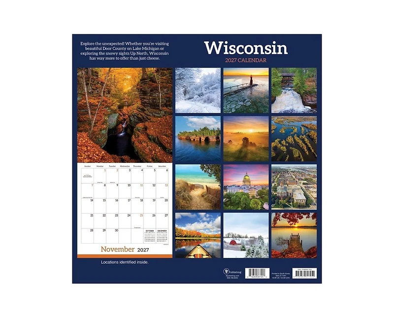 Tf Publishing Paper Goods 2027 Wisconsin Wall Calendar
