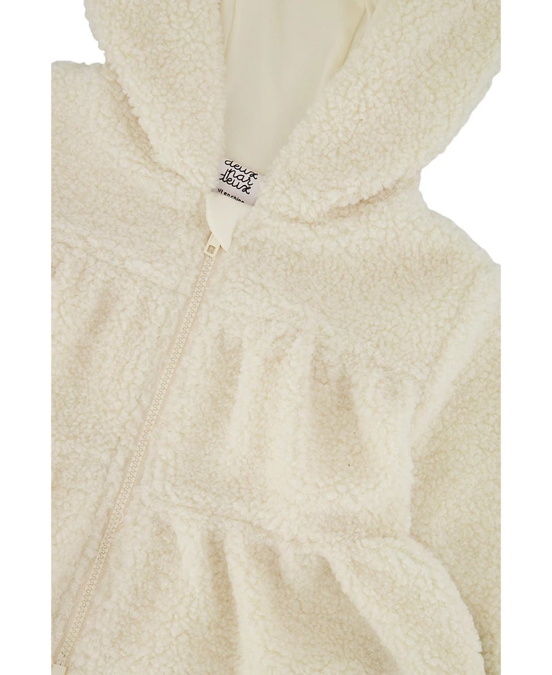 Deux par Baby Girl (3M–24M) Hooded Zip Sherpa Jacket