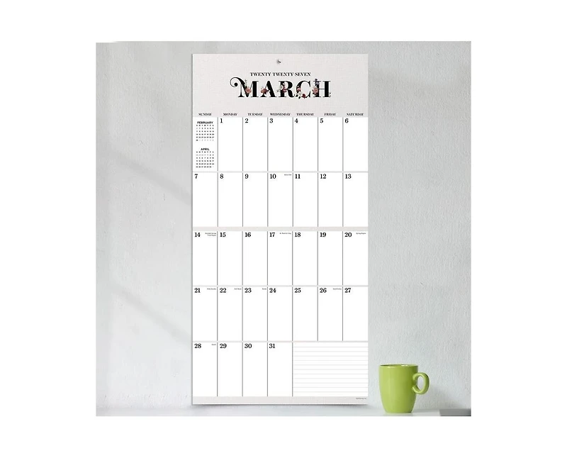 Tf Publishing Paper Goods 2027 Big Grid-Floral Wall Calendar