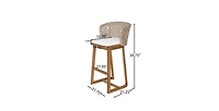 Flynama Set of 2 Outdoor Acacia Wood Bar Stools, Teak Finish with Cushion and Wicker Back